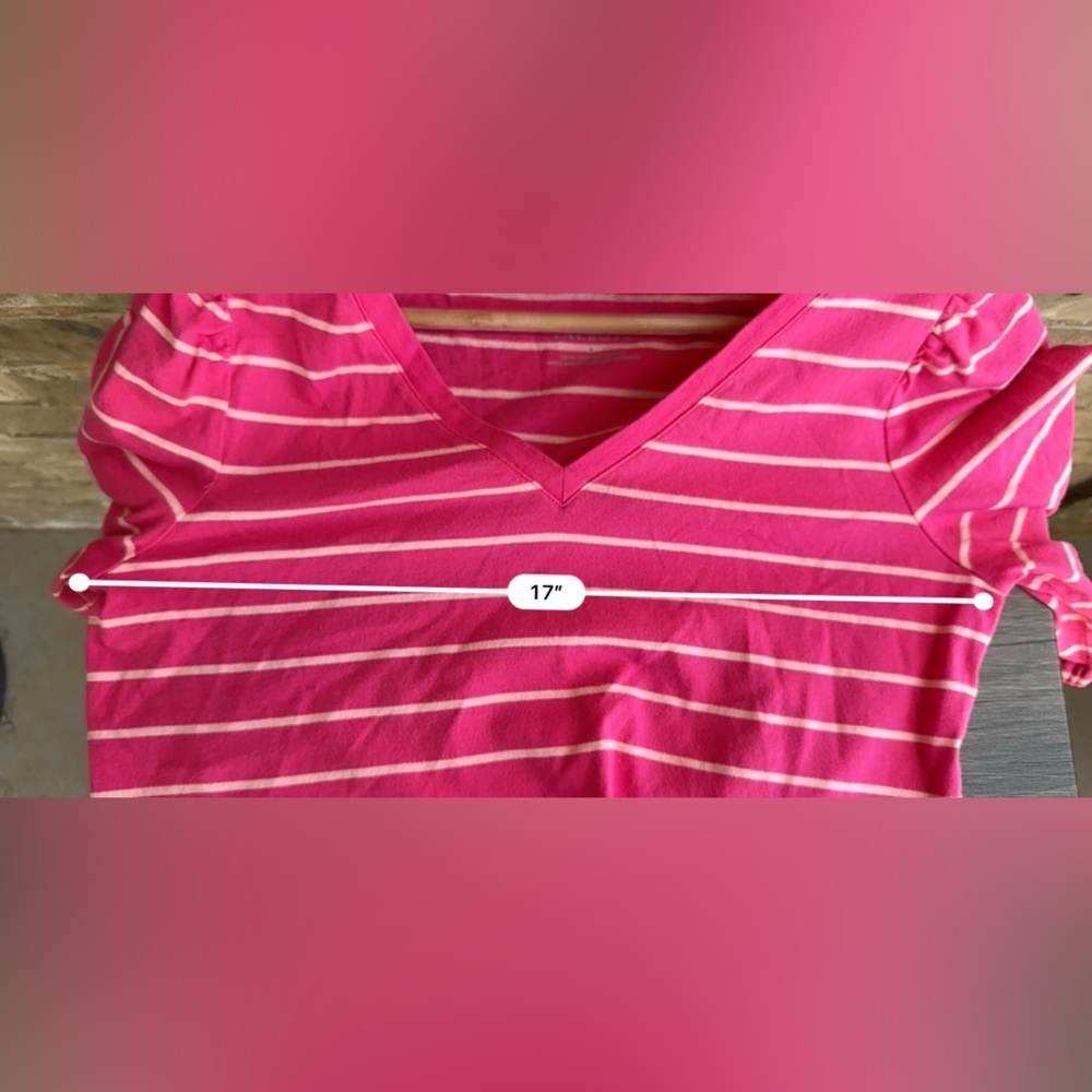 Talbots Fun Raspberry Peach Stripe Tise Sleeve V-… - image 7